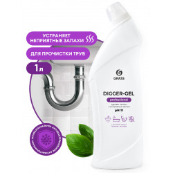 Средство щелочное для прочистки канализационных труб "Digger-gel" Professional (флакон 1000 мл)