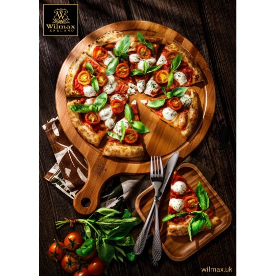 Доска для подачи с ручкой кругл. 40,5*30,5 см, бамбук Wilmax /3/18/